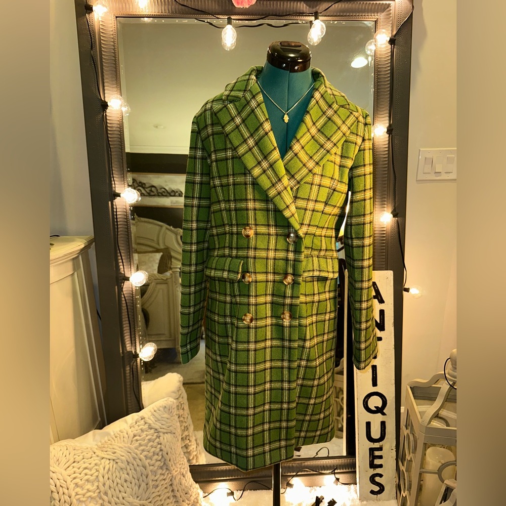 Green Plaid Double Breasted Peacoat
Lulus